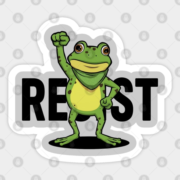 Resist-Frog Sticker by Creatifly Graphic Tees